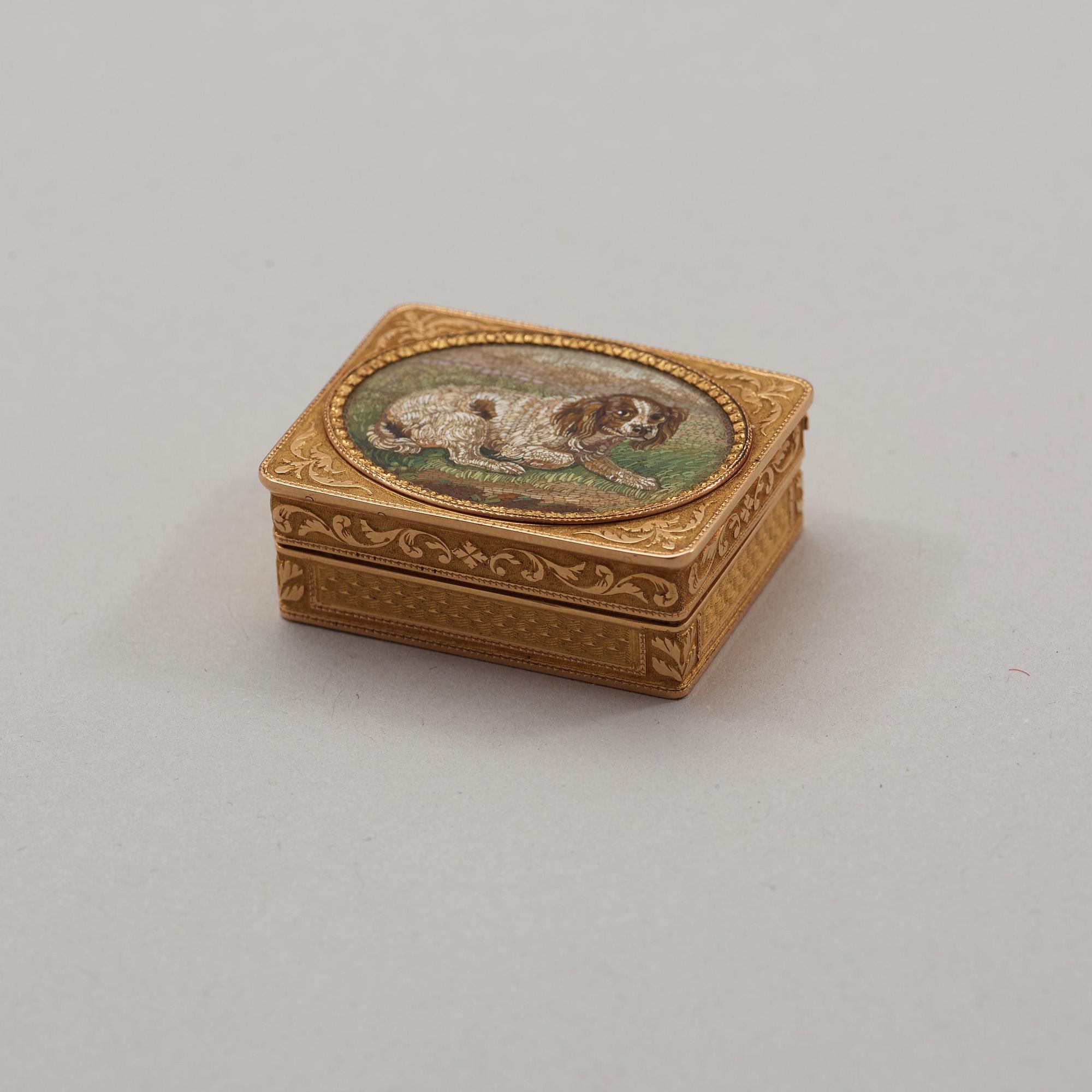 A French 19th century gold and micro mosaic vinigrette.