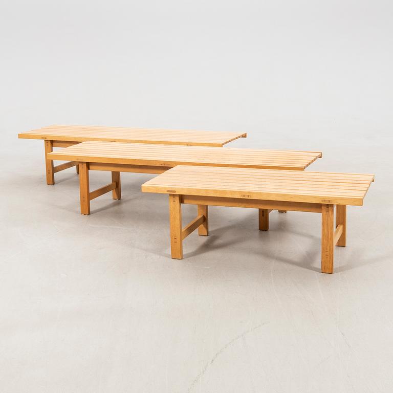 Hugo Svensson, 3 benches, Bjärnums Furniture Factory 1970s.