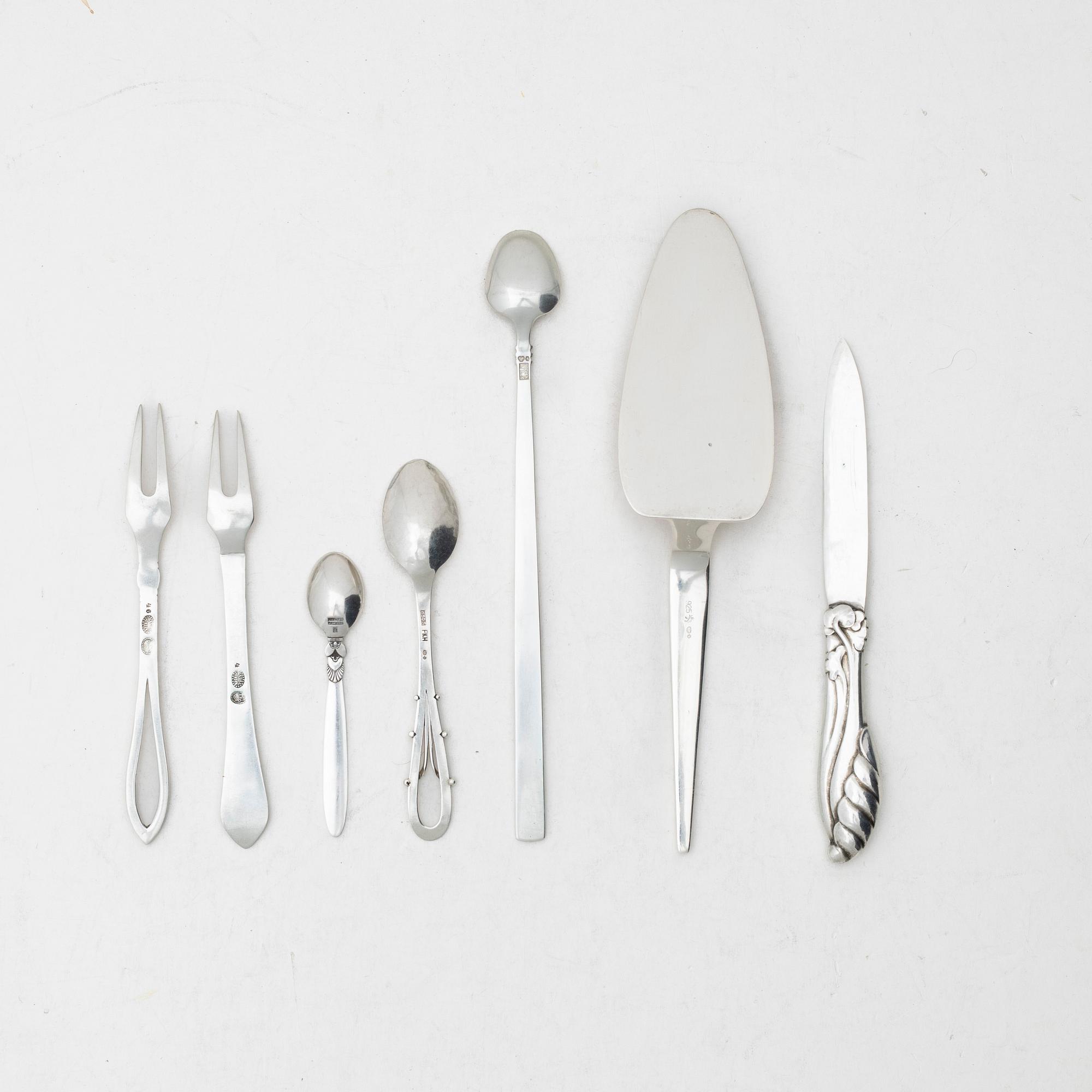 A collection of modern silver flat ware, including Georg Jensen, 20th century.