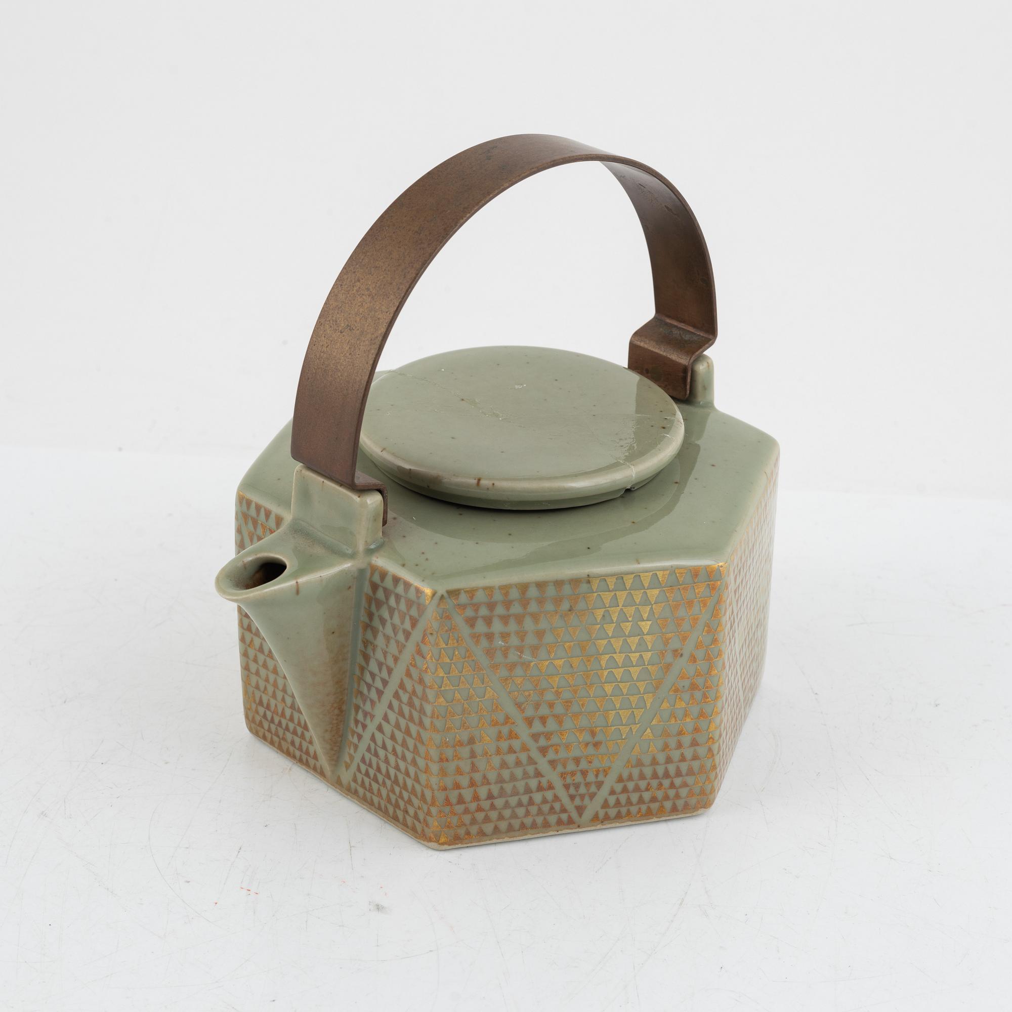 Signe Persson-Melin, tekanna, stengods, "Six-Sided", Rörstrand.