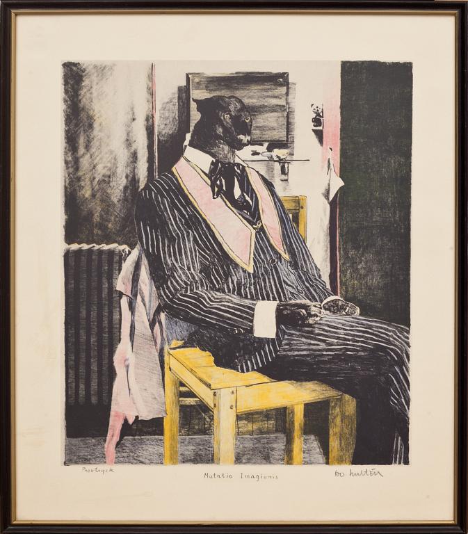 BO HULTÉN, litografi, signerad provtryck.