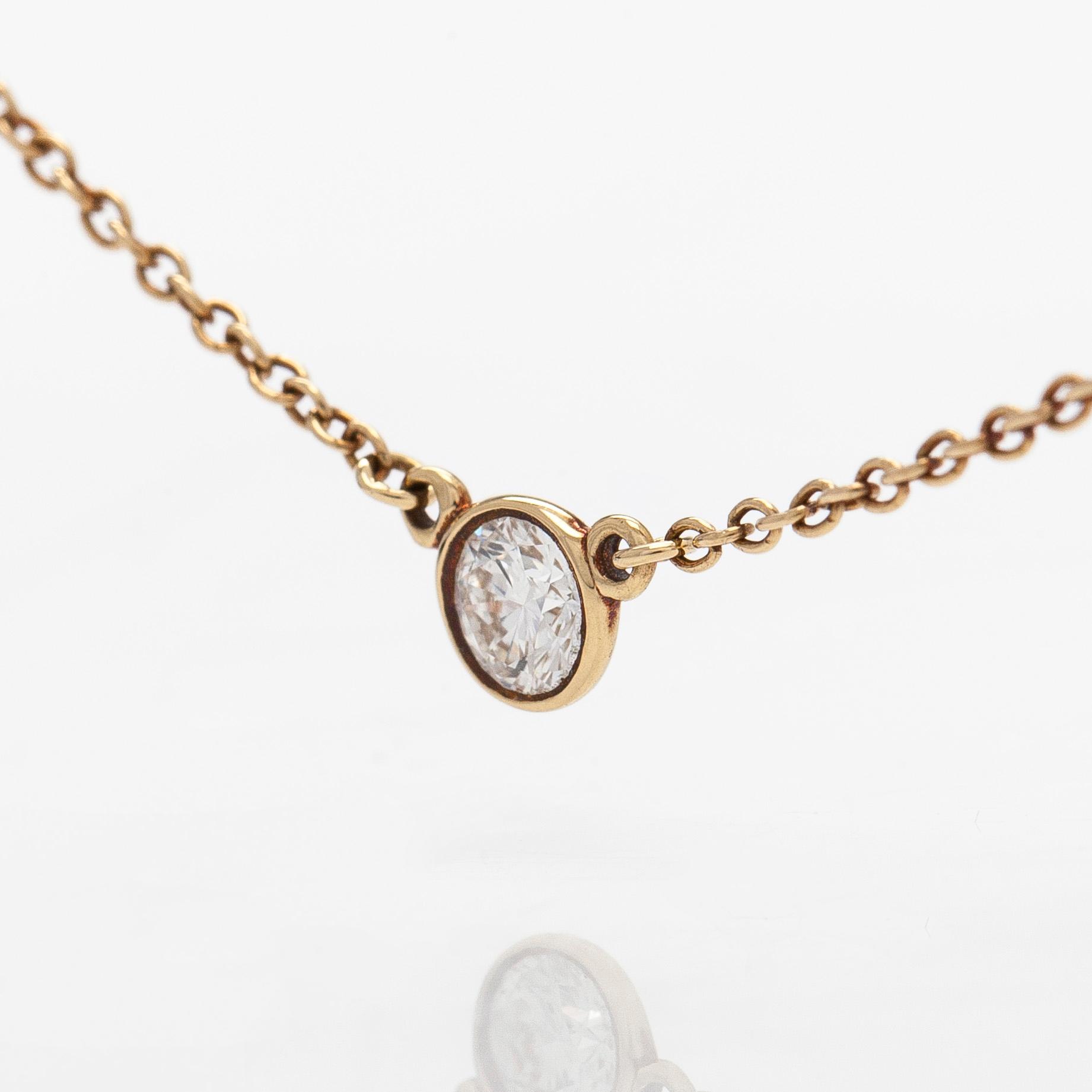 Tiffany & Co, Elsa Peretti, halsband, "Diamonds by the Yard", 18K guld med en briljantslipad diamant.