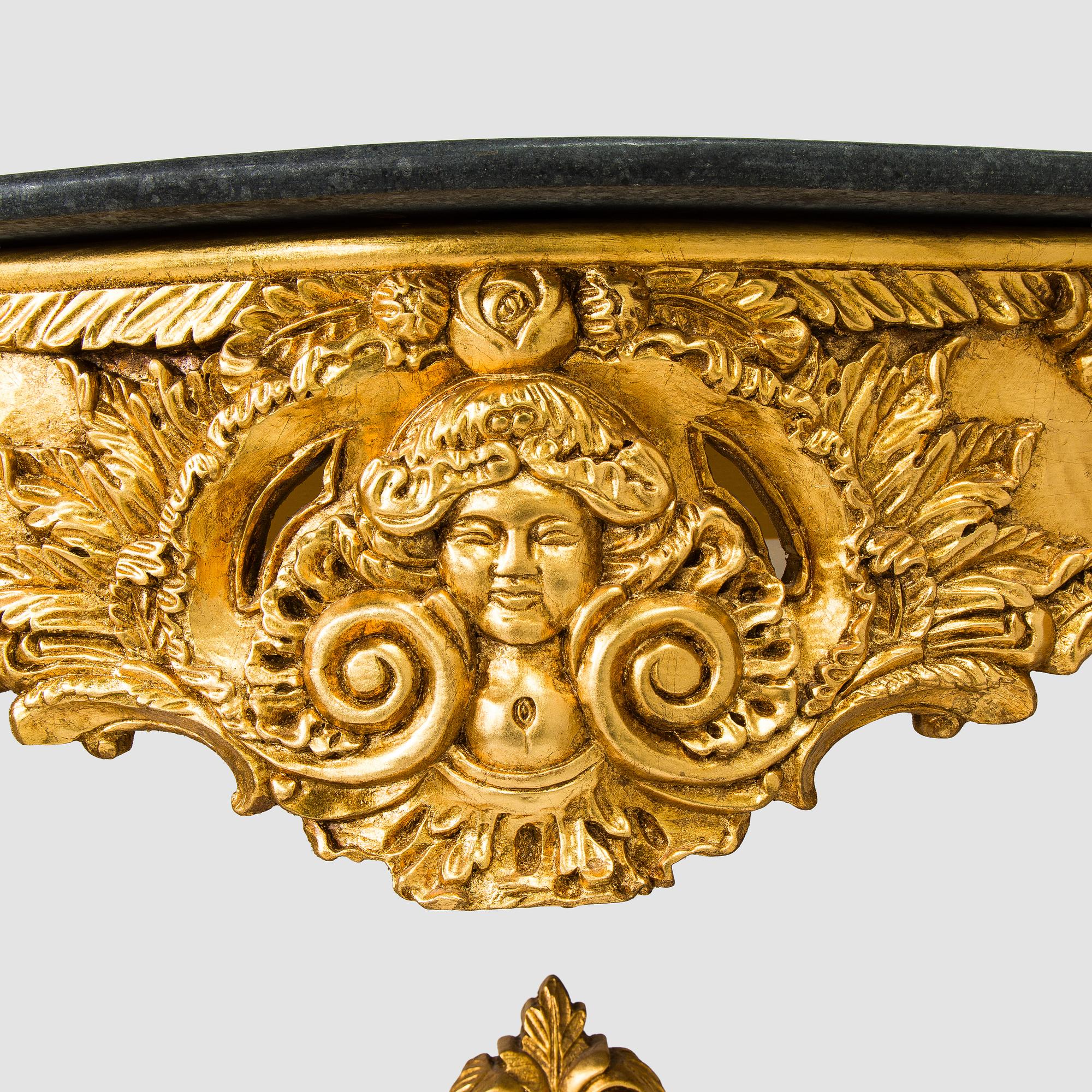 Mirror with console table, Baroque style, late 20th century.