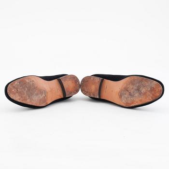 CROCKETT & JONES, a pair of black velvet slippers.