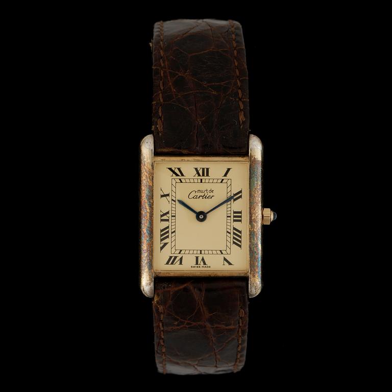ARMBANDSUR, Cartier, Tank, De Must, förgyllt silver, quartz.
