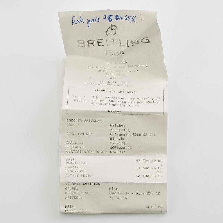 Breitling, Avenger, Chronograph 45, ca 2024.