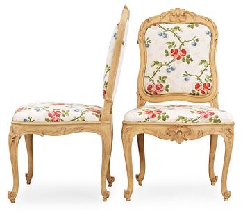 A pair of Swedish Rococo 18th century chairs.