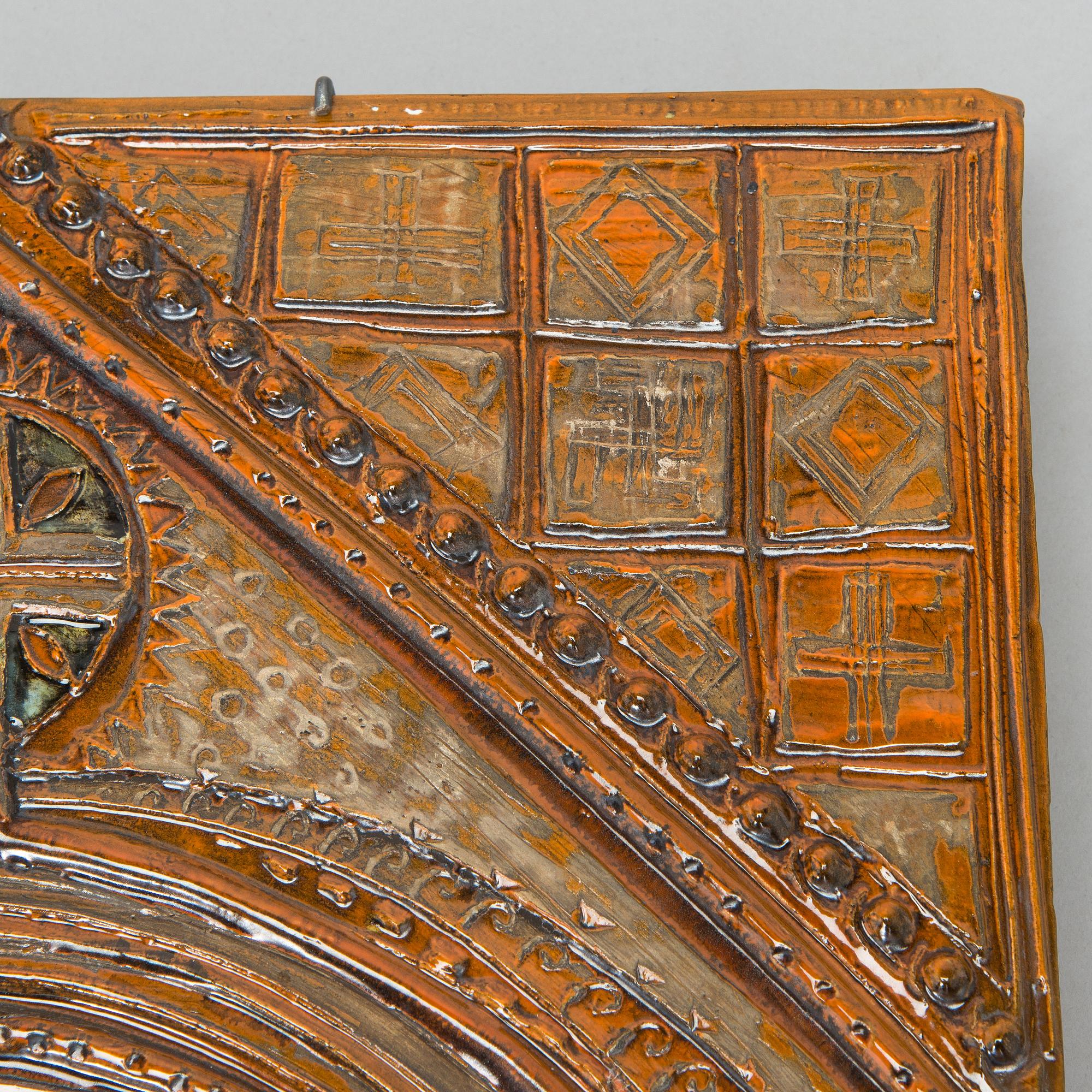 Rut Bryk, a stoneware wall relief signed a tergo BRYK.