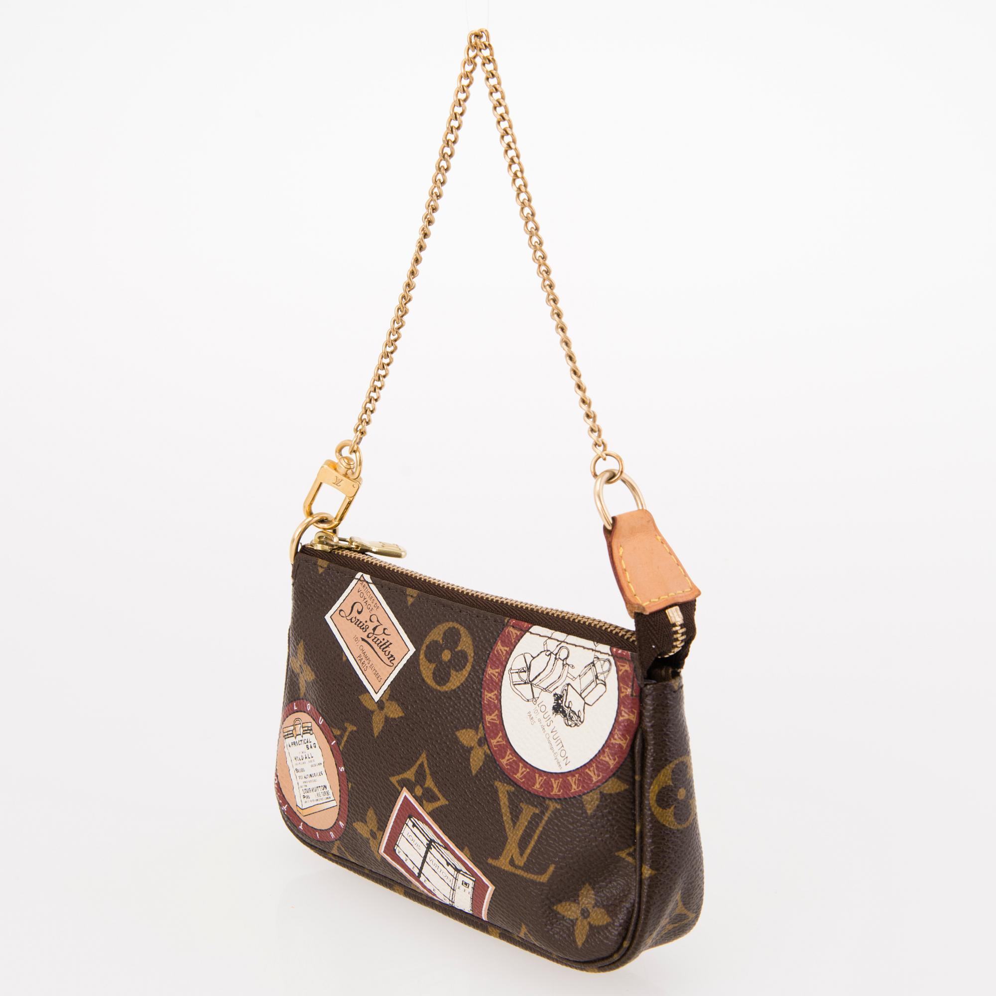 LOUIS VUITTON Silk Scarf with Monogram Patch Mini Pochette Bag.
