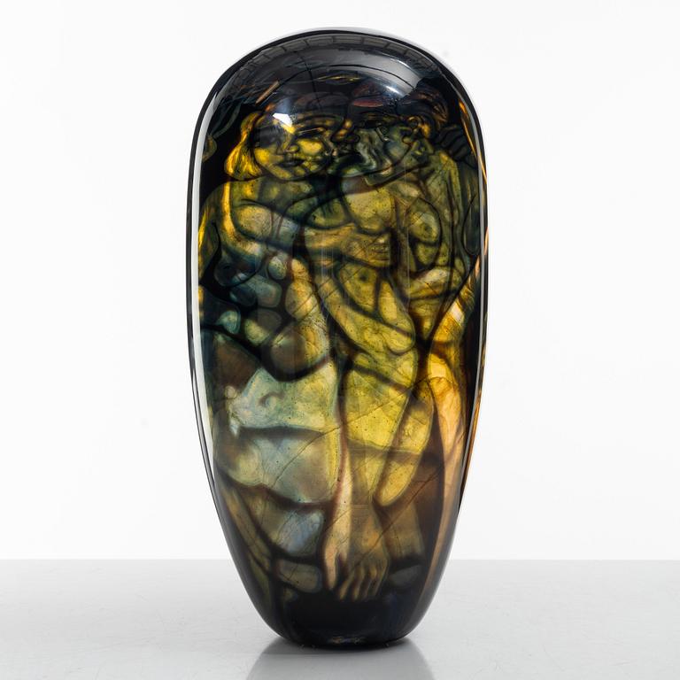 Eva Englund, a graal glass vase, Orrefors 1989.