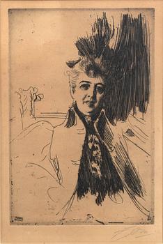 Anders Zorn, etsning, 1896, signerad.