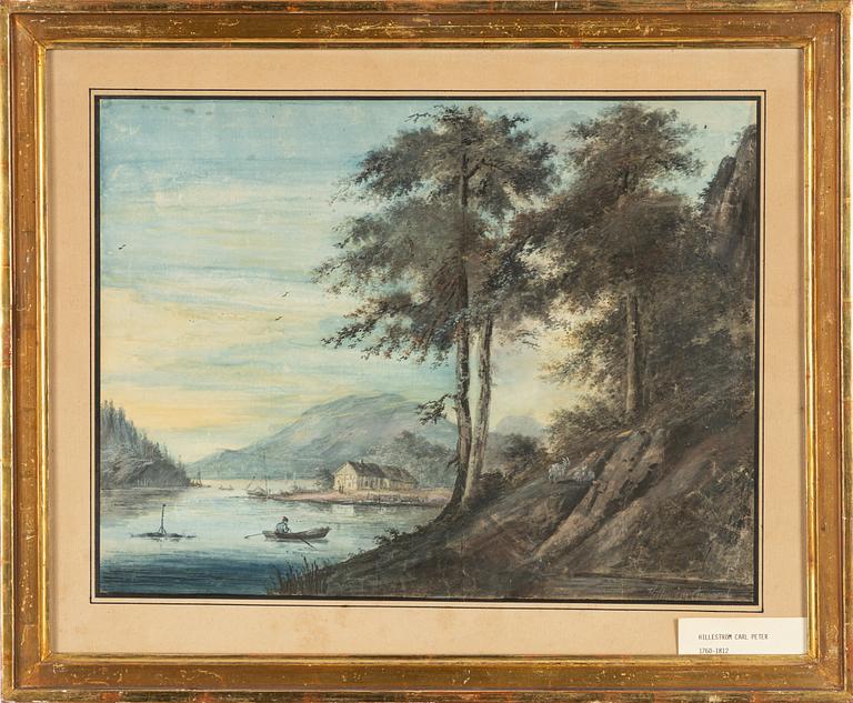 Carl Petter Hilleström, Insjölandskap med figur i eka.