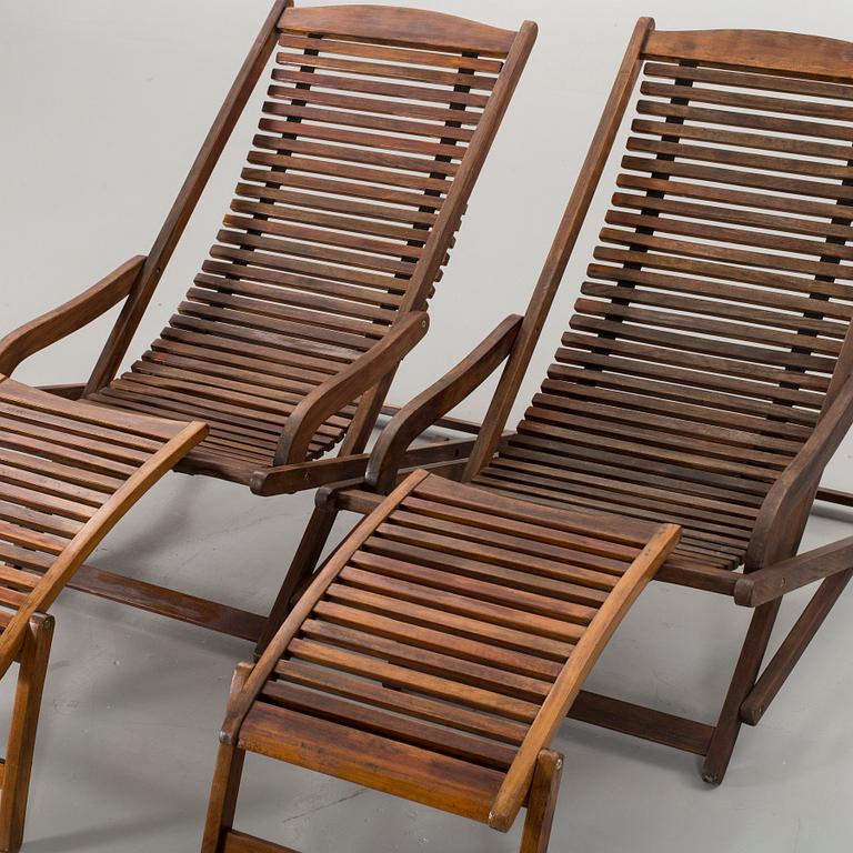 TWO HARDWOOD DECKCHAIRS JUTLANDIA.