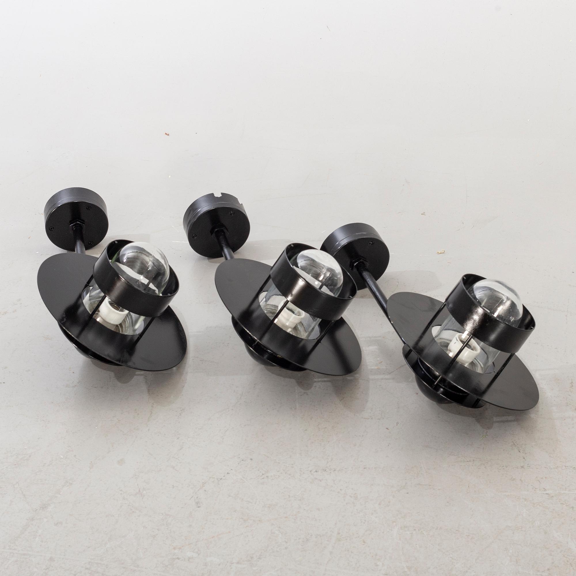 JENS MØLLER-JENSEN, three wall lamps for out doors, "Albertslund", Louis Poulsen.
