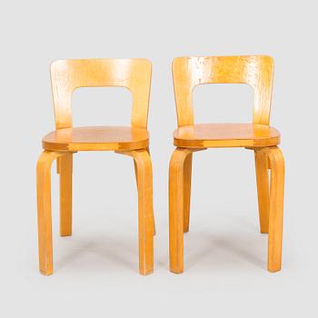 Alvar Aalto, two 1940s 'A65' chairs for O.Y. Huonekalu- ja Rakennustyötehdas A.B.