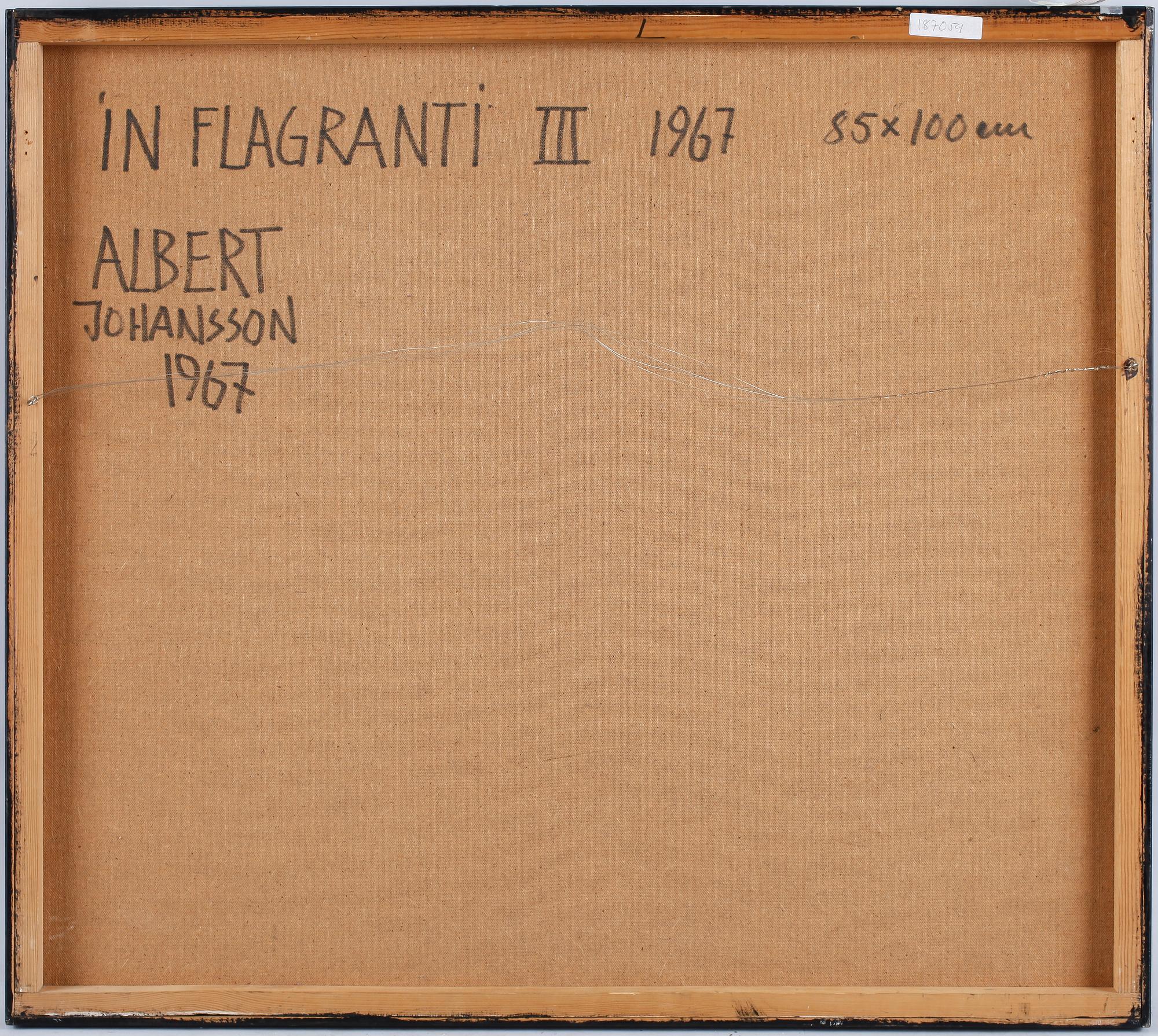 ALBERT JOHANSSON, olja och collage på pannå. Sign och dat 1967.