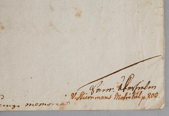 A letter from the swedish king Karl XII, signed Carolus and dated 1718.
