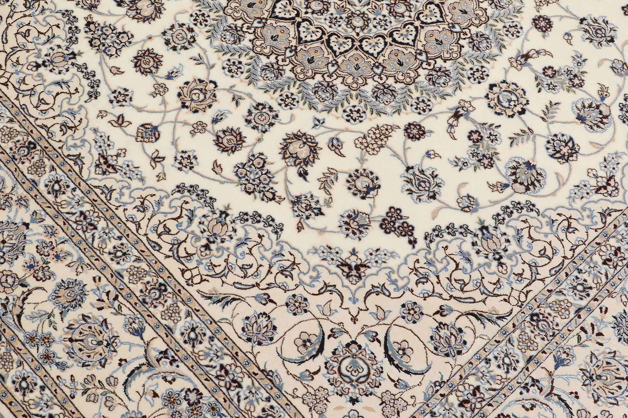 A Nain part silk carpet, 210 x 200 cm.