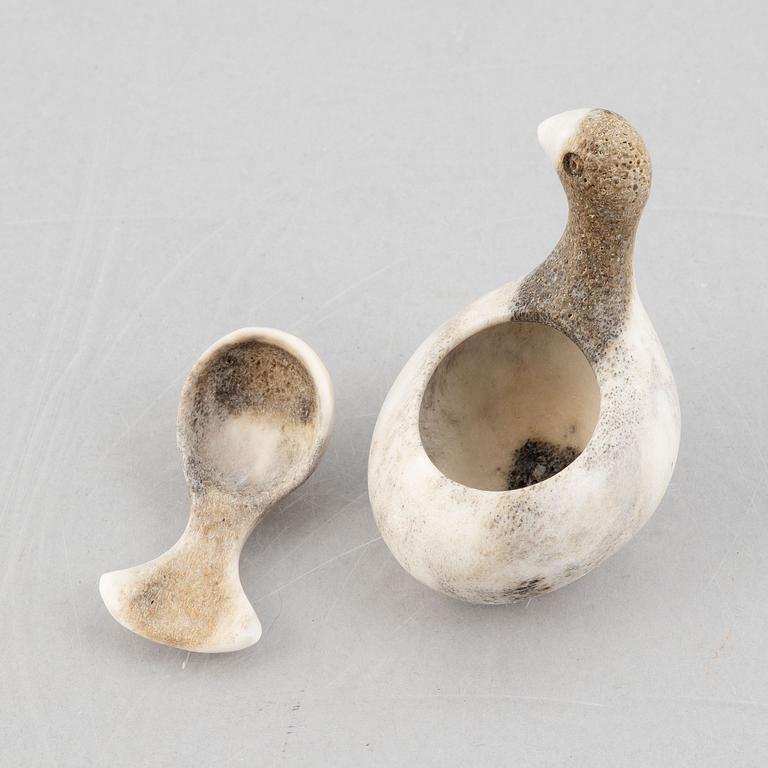 Lars Pirak, a salt cellar with spoon, Kieron Jokkmokk, 1991.