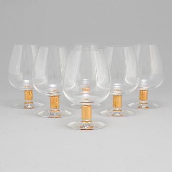 GUNNAR CYRÉN, a set of six 'Nobel' cognacs glasses for Orrefors.