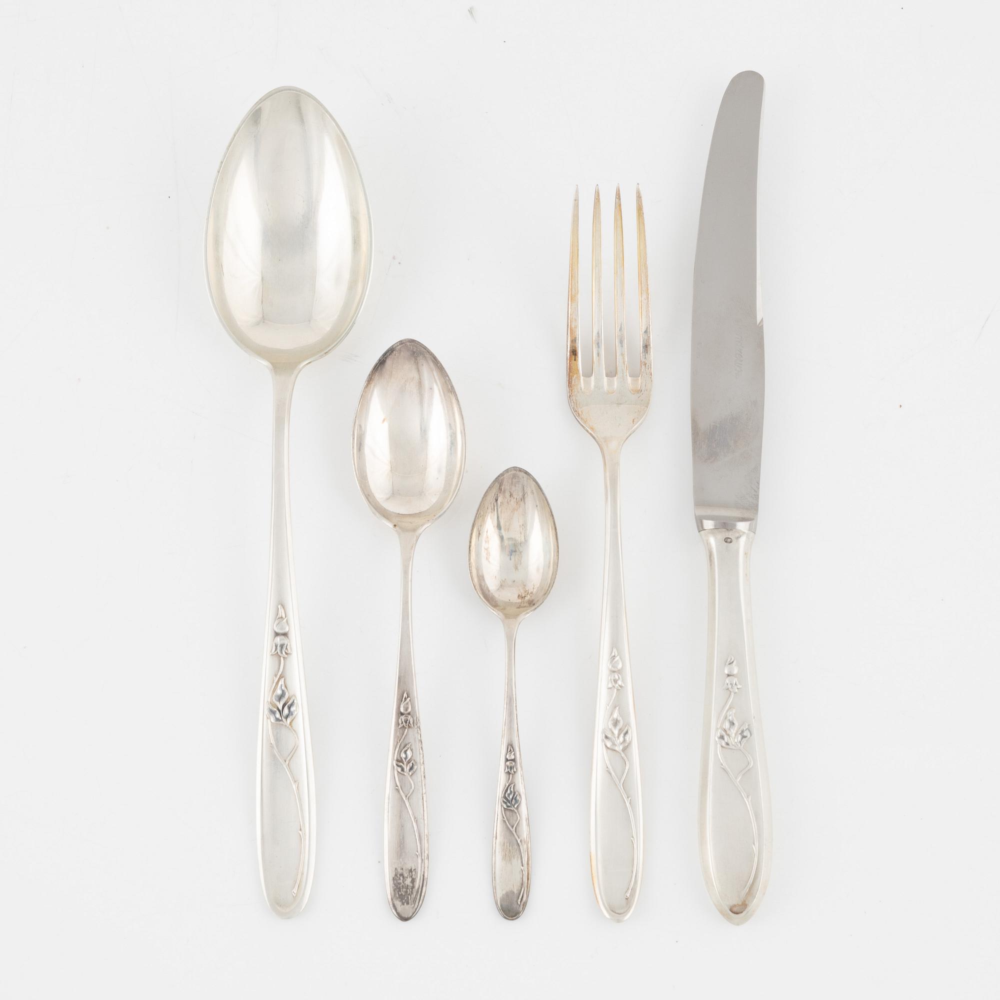 A 30-piece 800 silver cutlery, Warsaw, Poland, after 1920.