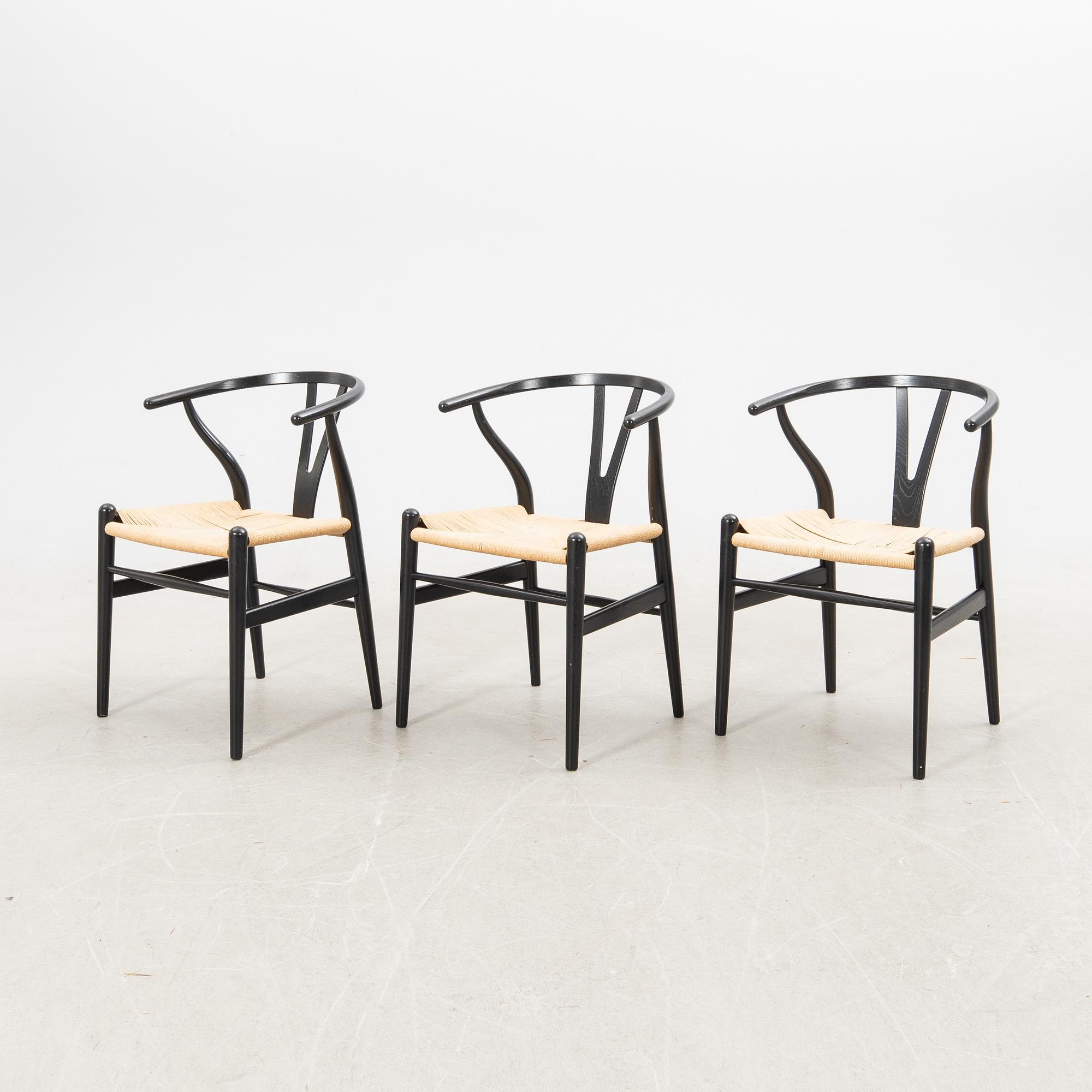 Hans J. Wegner, stolar, 6 st, "Y-stolen" modell CH-24, Carl Hansen & Søn, Danmark. 2000-tal.