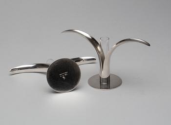 VASER / LJUSSTAKAR, ett par, nysilver, Ivar Ålenius-Björk, Ystad metall.