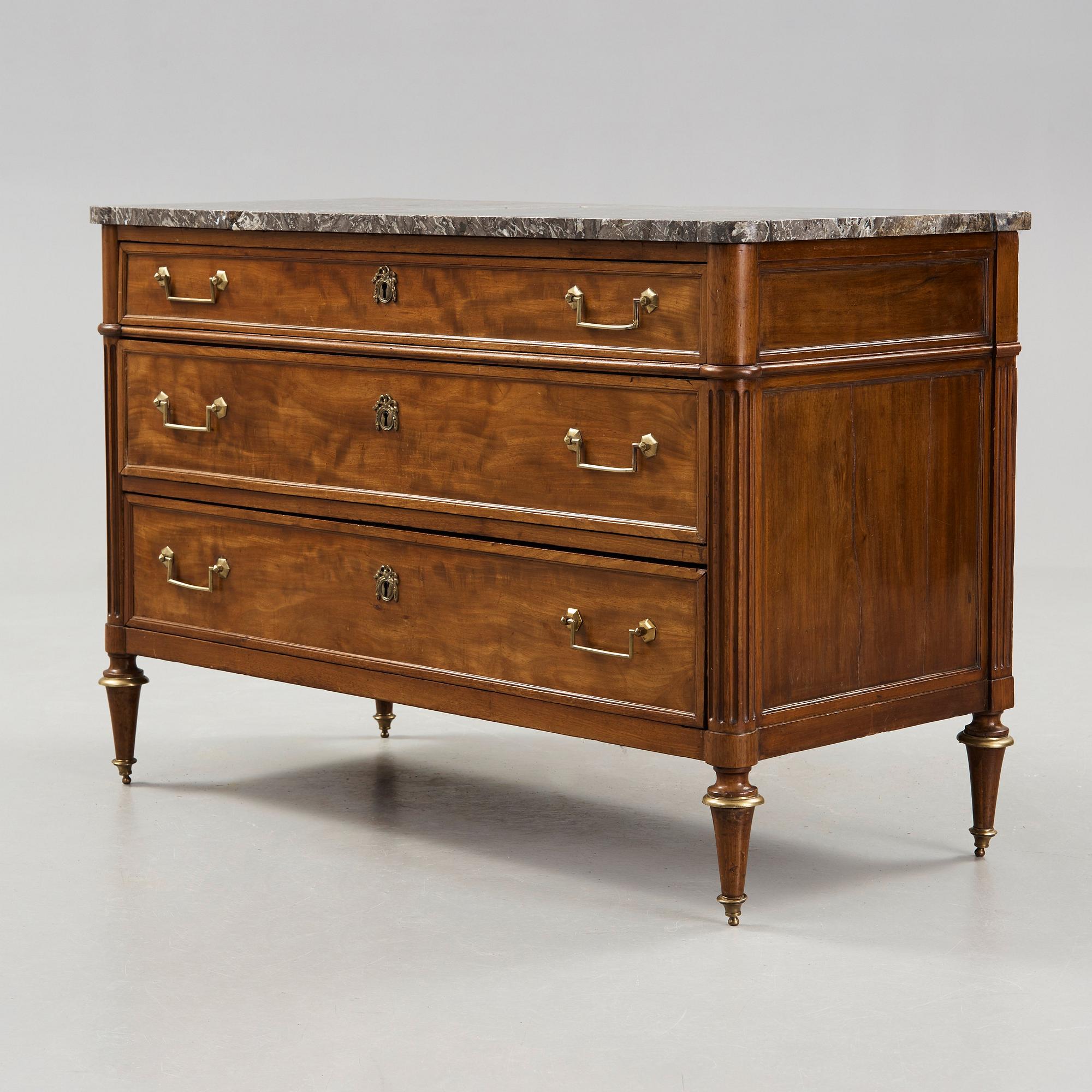 A Directoire late 18th century mahogany commode.