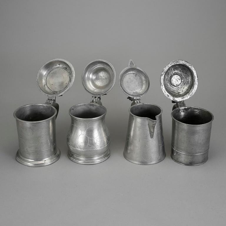 STOP, 4 stycken, tenn, bla Nicklas Anström, Växjö, (1817-1844).