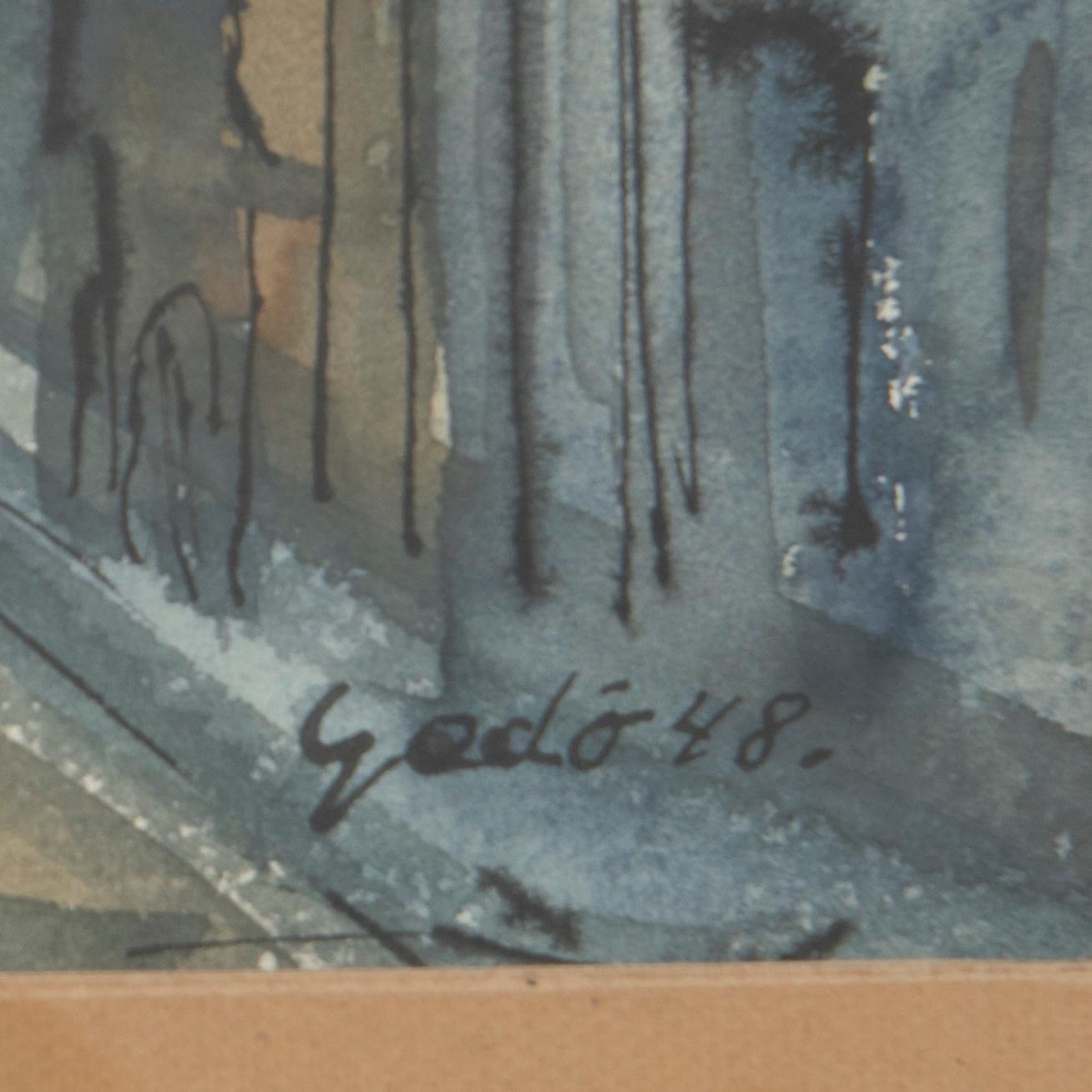 Bertil Gadö, Harbour scene and city scene, two pieces.