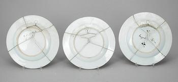 TALLRIKAR, 3st, porslin, Kina, Qianlong 1736-1795.