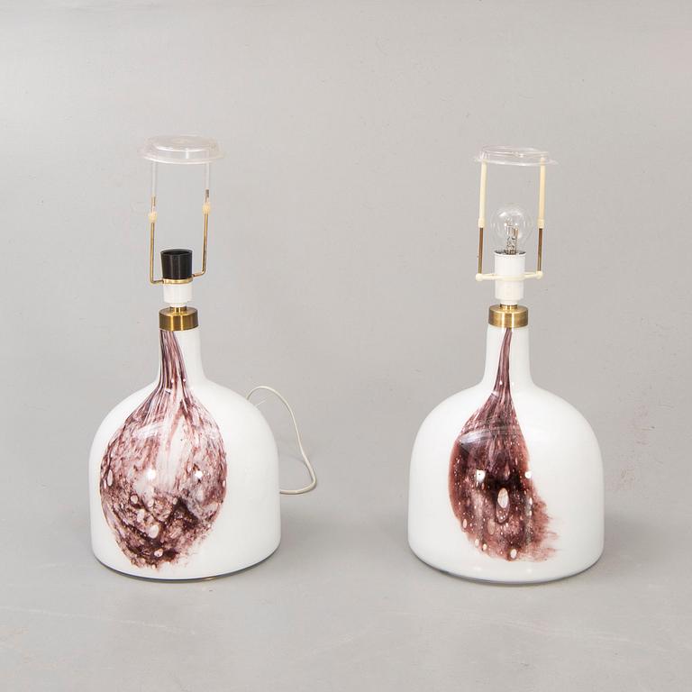 Per Lütken, a pair of porcelain table lamps for Holmegaard, Denmark, later part of the 20th century.