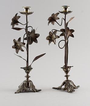 LJUSSTAKAR, 1 par, mässing, Louis XIV-stil, 1800-tal.