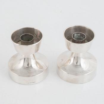 A Pair of Swedish Silver Candlesticks, mark of KG Markströms, Uppsala 1968.