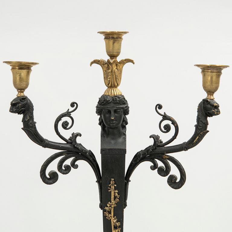 Candelabra, a pair, Empire style, mid-19th century.