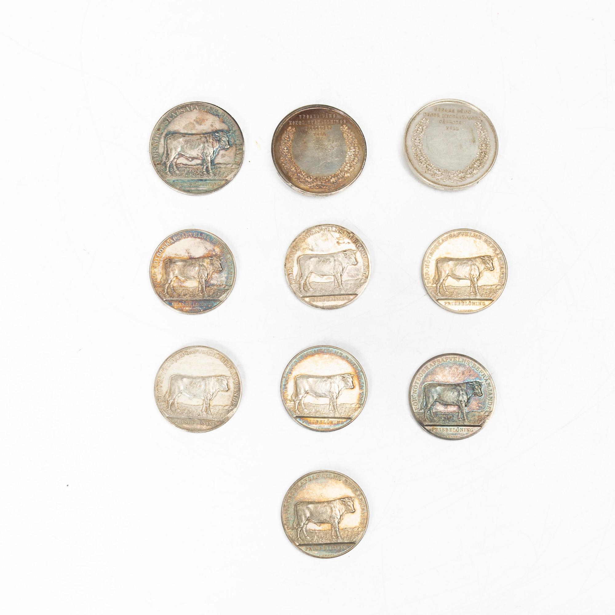 Medals, 10 pcs, silver, Sweden, 1916-1923.