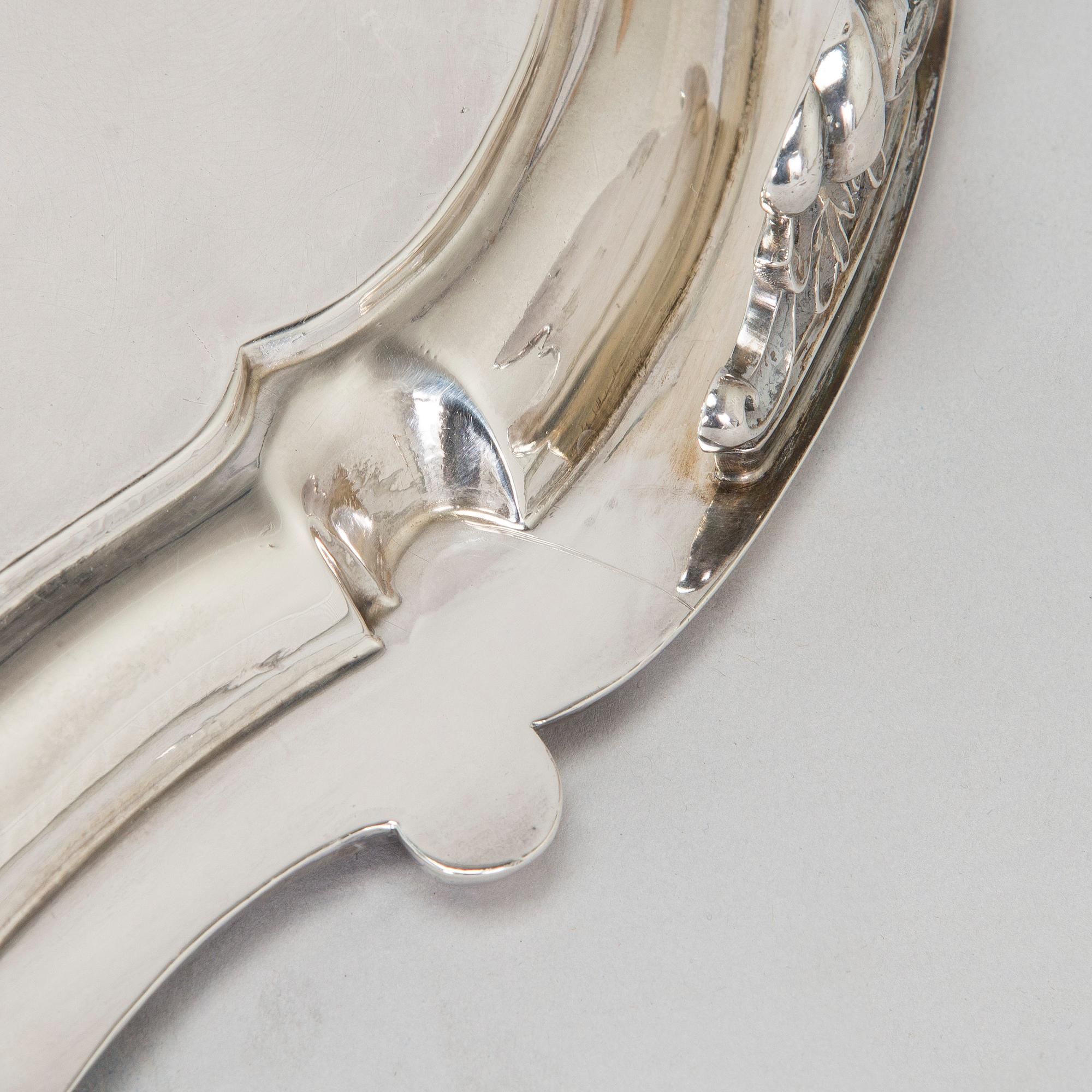 Brickbord, sterlingsilver och mahognyfaner, Mappin & Webb, London 1912, stommen av Paul Boman.