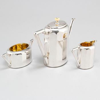 A Swedish early 20th century three piece coffee set, mark of K. Anderson, Stockholm 1909.