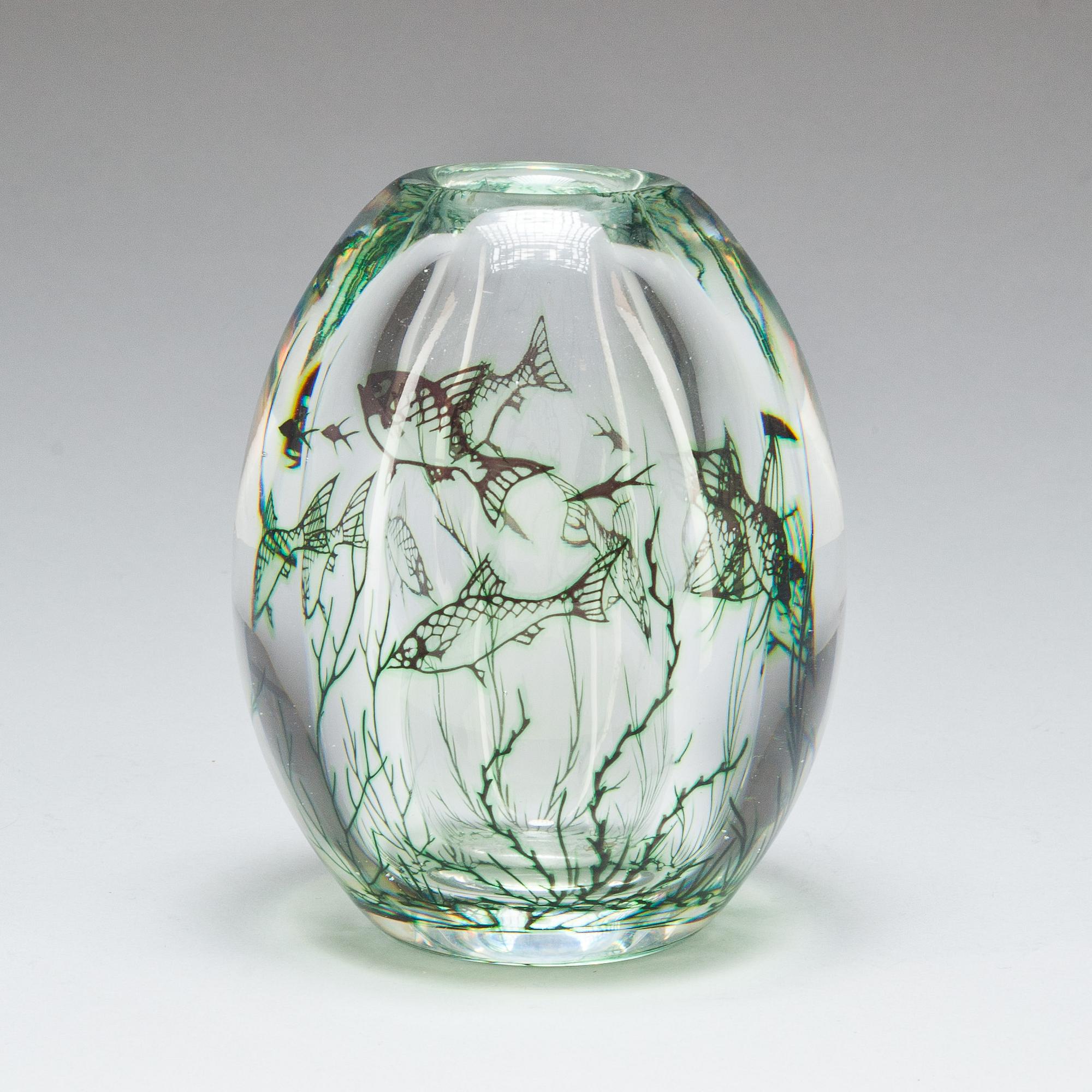 VAS, glas, "Fiskgraal", Edward Hald, Orrefors.