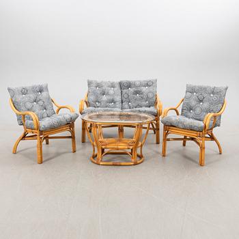Furniture group, 4 pieces, rattan, later part of the 20th century.