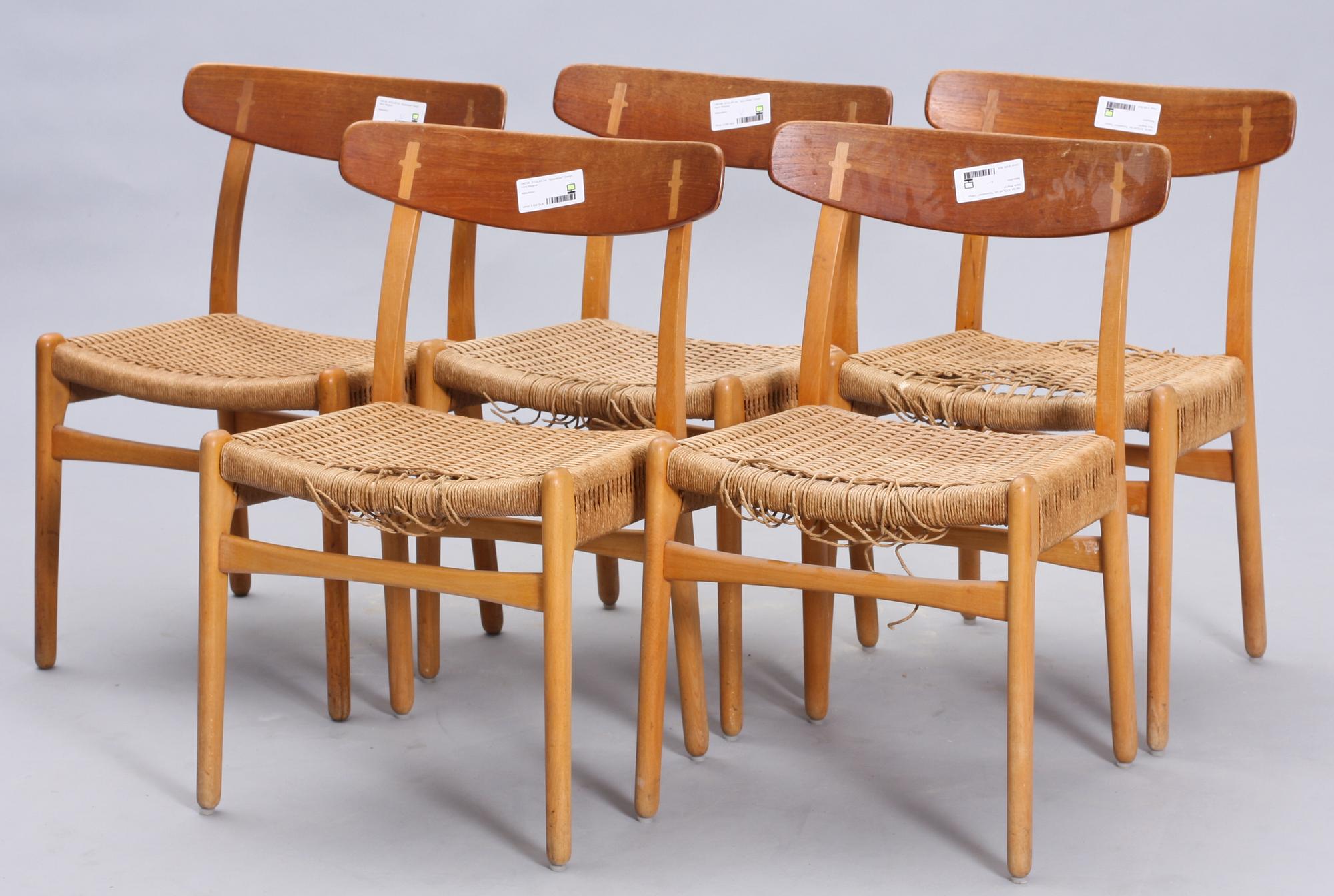 STOLAR, 5 st. "Spisestolen", design Hans J Wegner.