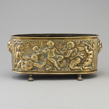 A 18th century brass jardiniere.