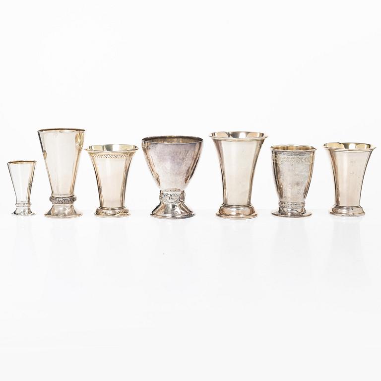 Cup, 7 pcs, silver, including CG Hallberg, Stockholm 1918.