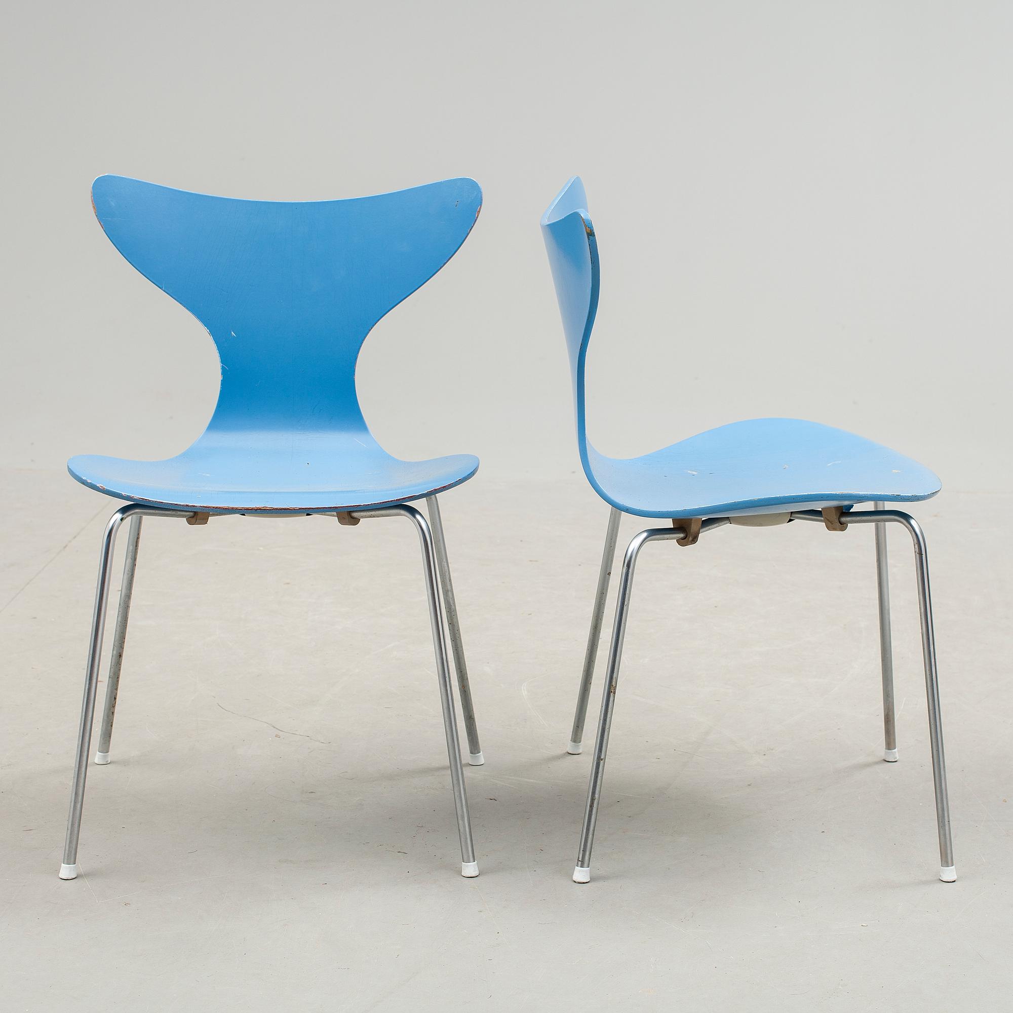STOLAR, 6 stycken, "Liljan", Arne Jacobsen, 1970-tal.