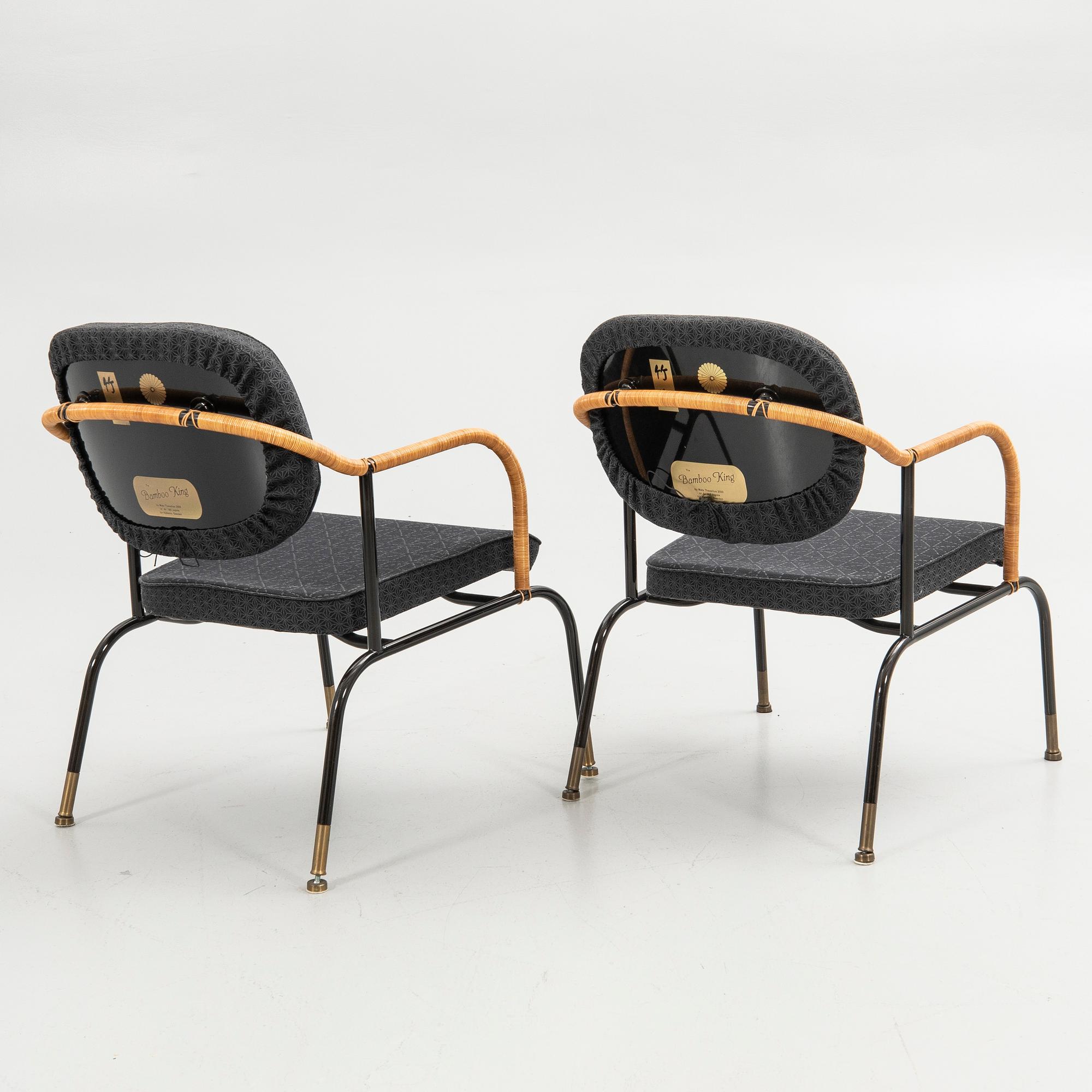 Mats Theselius, armchair, a pair, "Bamboo king", Källemo AB, Värnamo, 8/360 and 49/360.