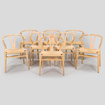 Hans J. Wegner, stolar, 8 st, CH-24 "Y-stolen" Carl Hansen & son. Danmark, 2000-tal.