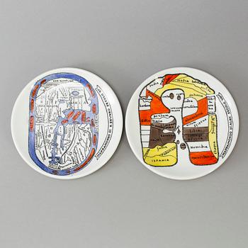 A set of 6 porcelain Fornasetti Milano coasters.