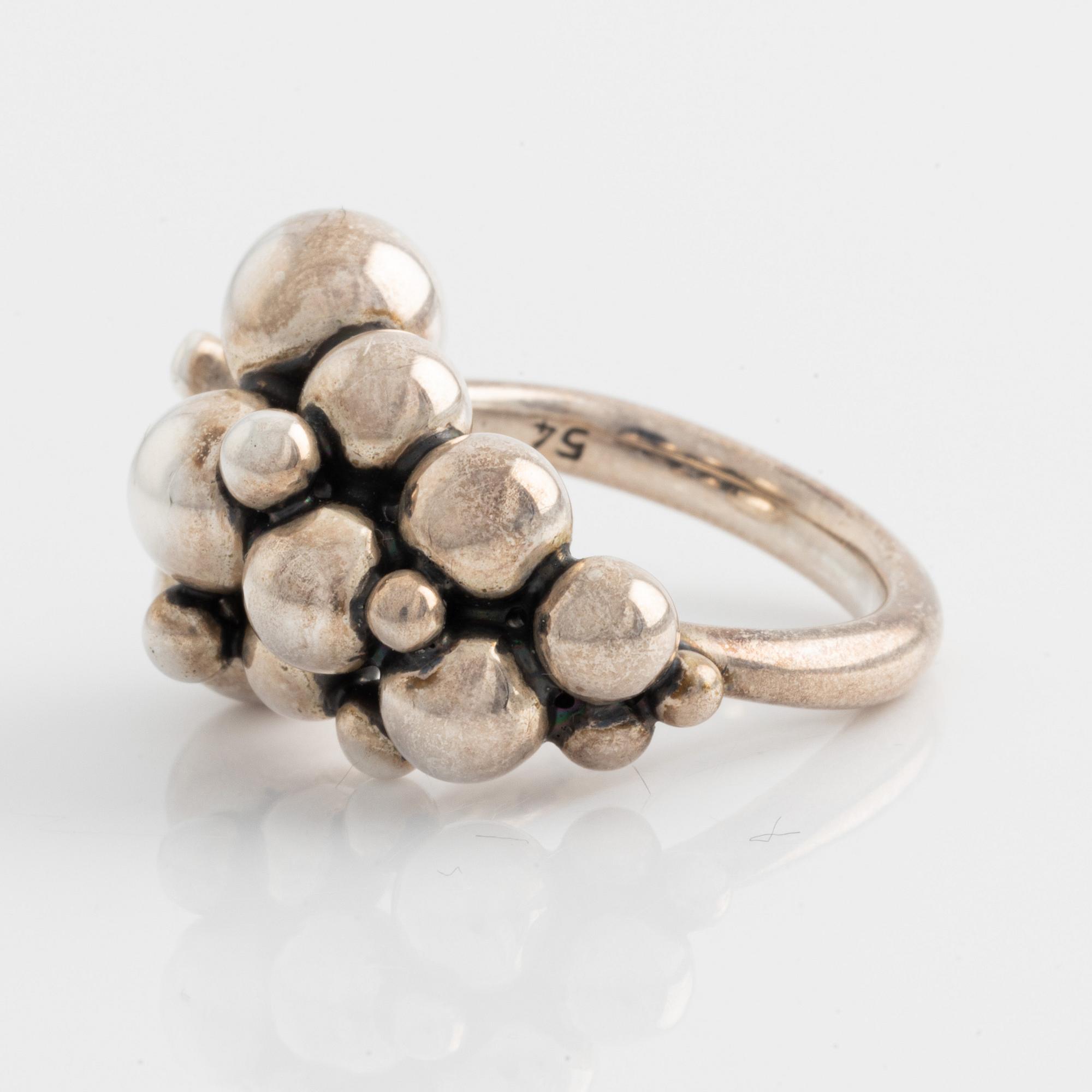 A Georg Jensen silver ring "Moonlight Grapes".