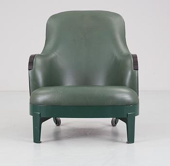 A Mats Theselius 'The Ritz' black laquered steel and green leather armchair, Källemo, Värnamo, Sweden 1994.