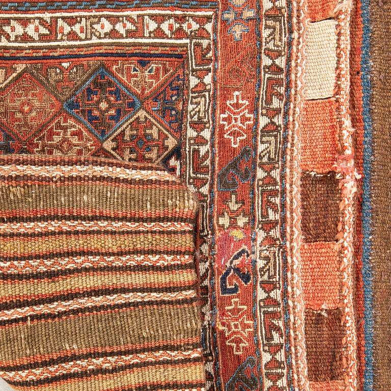 Rug/Bag Khorjin, probably Shasavan semi-antique, approx. 117x62 cm.